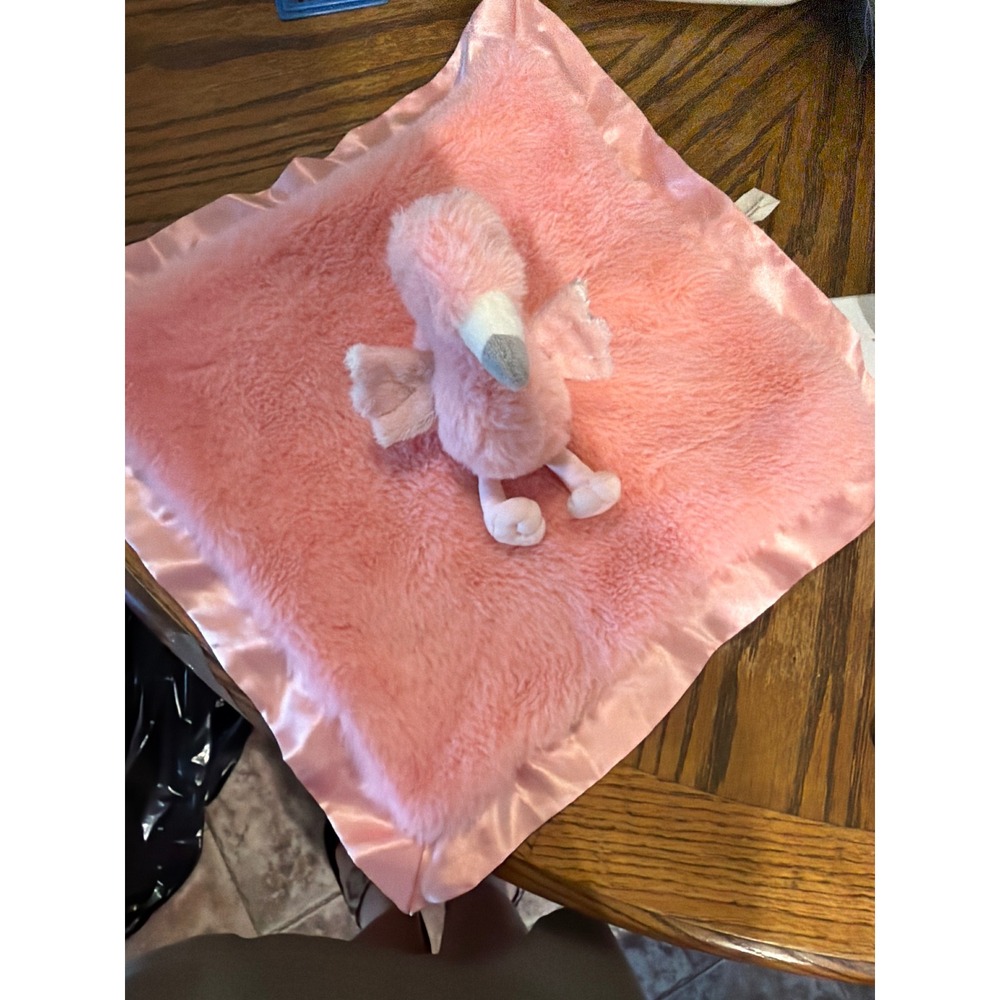 Cloud Island Pink Flamingo Security Blanket Lovey Plush Satin Trim SWB21013